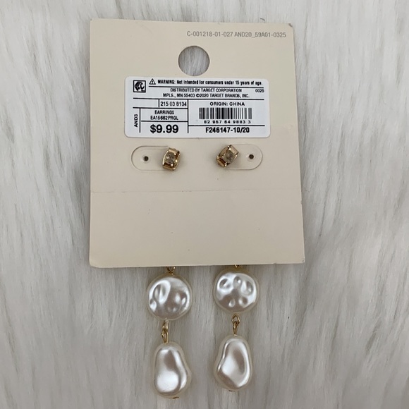 4/$20 A New Day Gold & Pearl 3” Drop Earrings - Picture 4 of 4